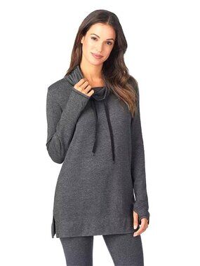 Cuddl Duds Womens Charcoal Gray Ultra Cozy Long Sleeve Cowl Neck Tunic Sz M New